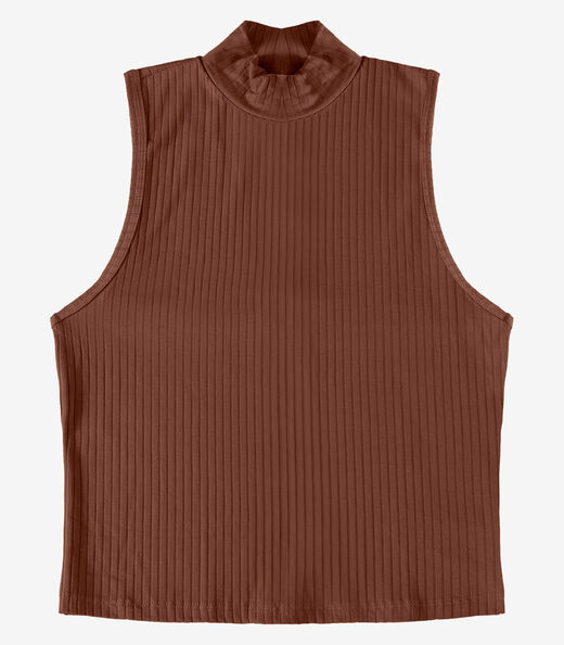 Regata Feminina Ribana Canelada Infinita Cor Marrom