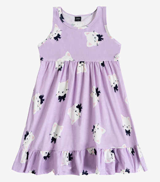 Vestido Infantil em Meia Malha Penteada Select Roxo