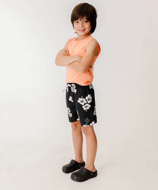 Image_Bermudas Infantil Estampa Folhas Marisa Tam 4 a 10 Preto