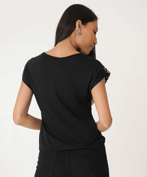 Blusa Feminina Animal Print Manga Curta Marisa