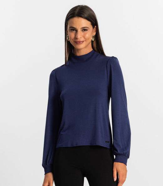 Blusa Manga Longa Feminina Rovitex Azul