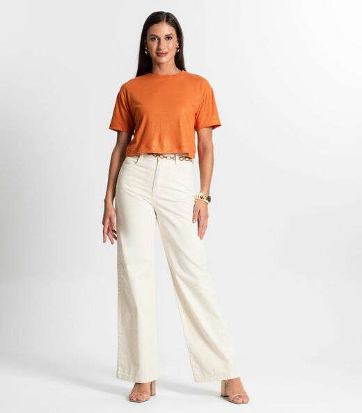 Blusa Feminina Em Ribana Canelada Rovitex Laranja