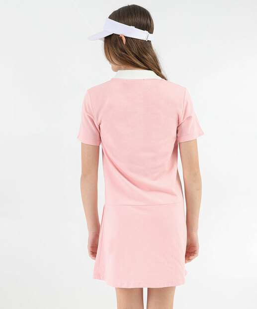 Vestido Polo Juvenil Pregas Marisa Tam 10 a 16 Rosa