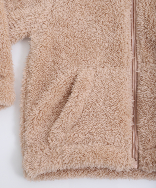 Jaqueta Infantil Feminina Peluciada Marisa Bege Tam 1 a 3 