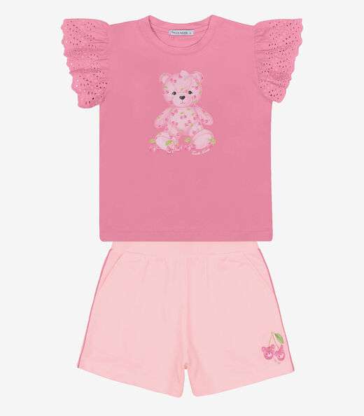 Image_Conjunto Infantil Blusa Com Shorts Trick Nick Rosa