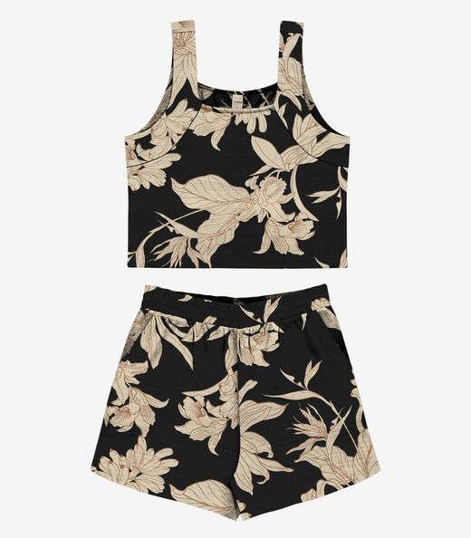 Conjunto Regata com Shorts Feminino Rovitex Preto