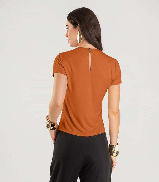Blusa Feminina Manga Curta Dianna Laranja