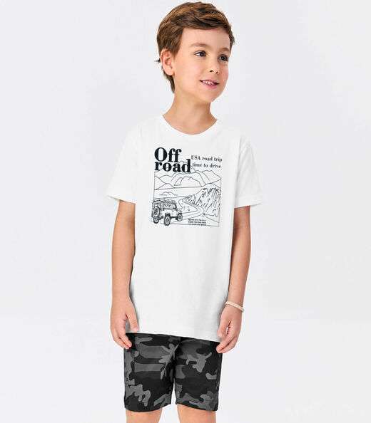 Conjunto Infantil Camiseta Com Bermuda Trick Nick Branco
