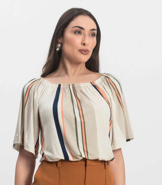 Blusa Feminina Ciganinha Infinita Cor Bege