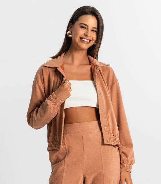 Jaqueta Suede Feminina Rovitex Marrom