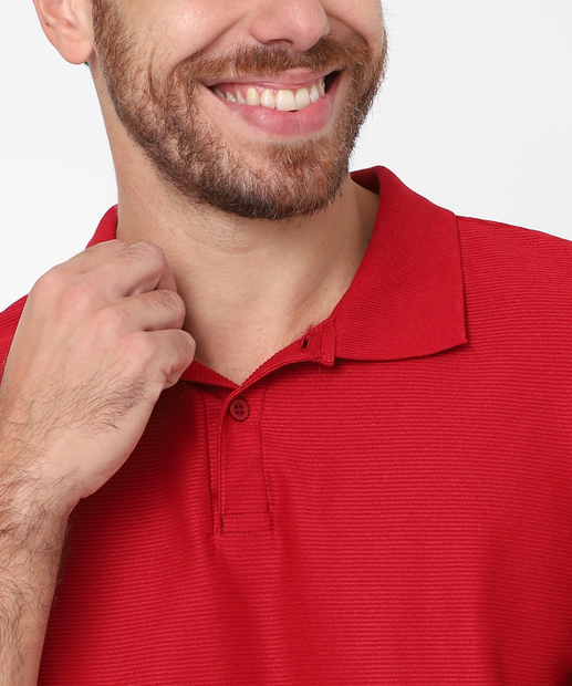 Polo Masculina Textura Manga Curta Marisa Vermelho