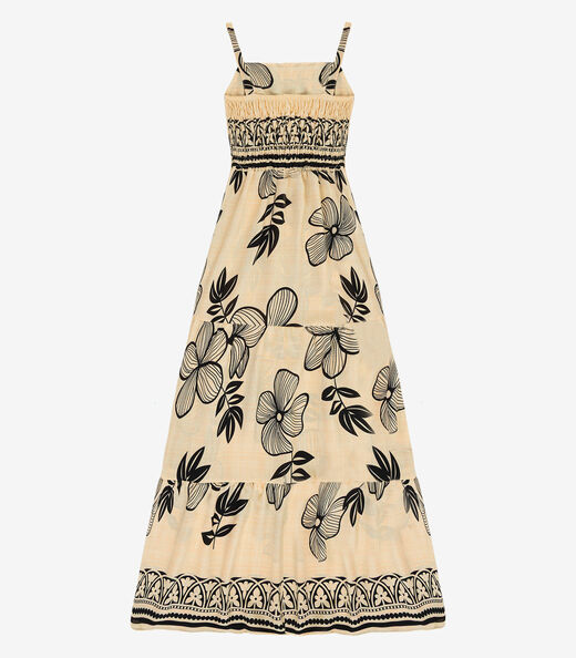 Vestido Longo Feminino Lastex Estampado Select Preto