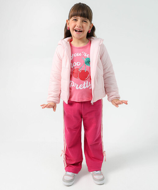 Image_Calça Moletom Wide Leg Infantil Marisa Tam 4 a 10 Rosa