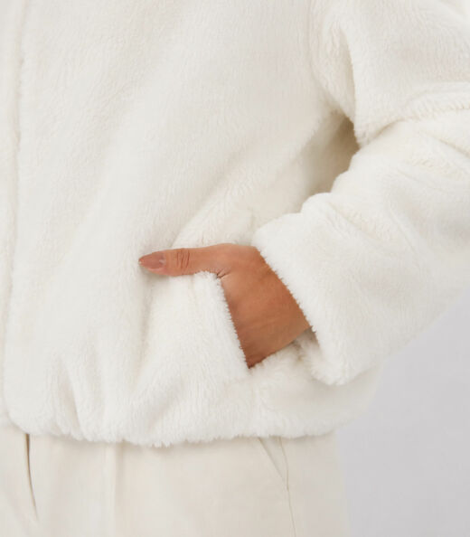 Jaqueta Feminina Bomber Peluciada Forrada Aishty Branco