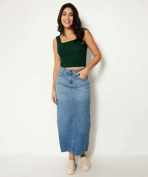 Blusa Cropped Feminina Tricô Marisa