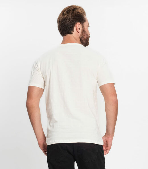 Camiseta Masculina Meia Malha Maquinetada Diametro Bege