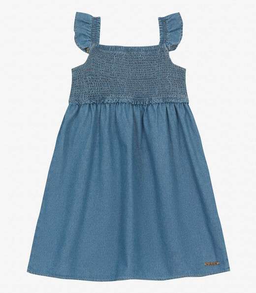 Vestido Infantil em Light Denim Trick Nick Azul