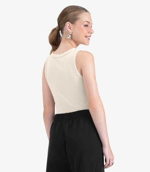 Regata Juvenil Feminina em Ribana de Viscose Minty Bege