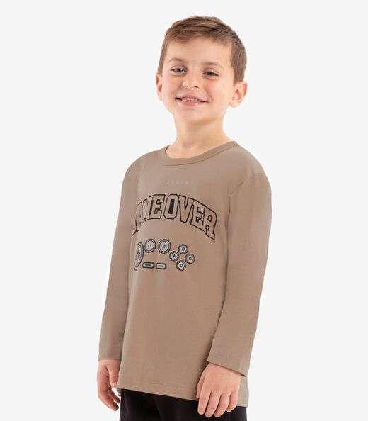 Camiseta Infantil Manga Longa Rovi Kids Marrom