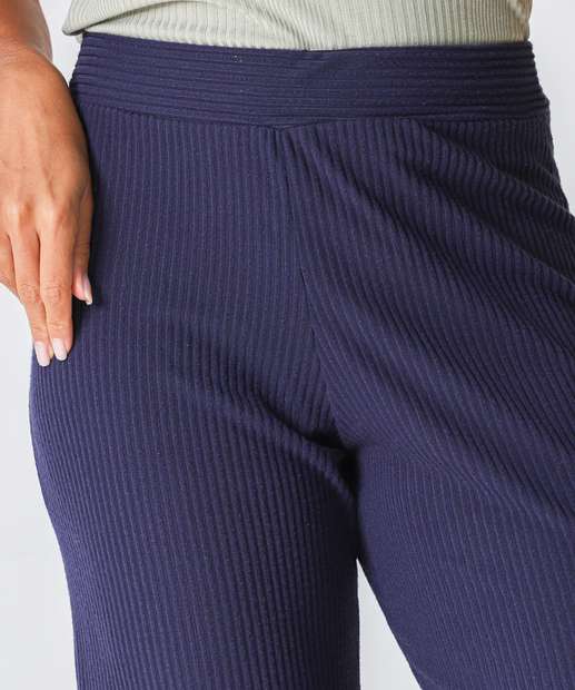 Calça Reta Feminina Canelada Marisa Azul
