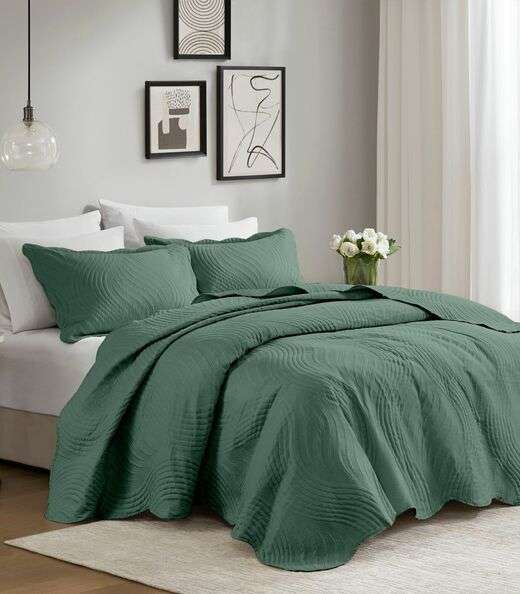 Jogo De Colcha Casal Milão 150 Fios Corttex Verde