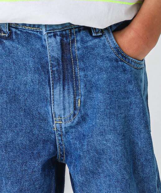 Bermuda Infantil Jeans Bolso Tam 04 a 08 Azul