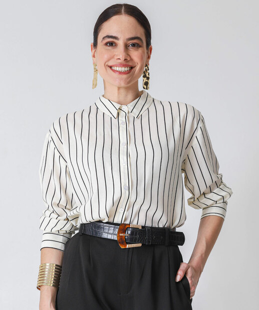 Image_Camisa Feminina Listrada Manga Longa Marisa Bege