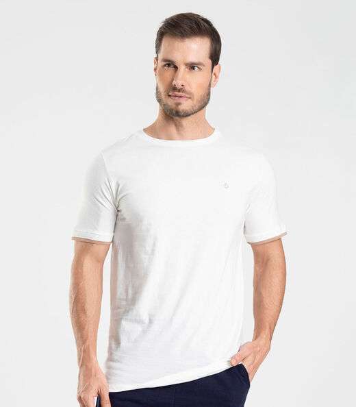 Camiseta Meia Malha Masculina Diametro Bege