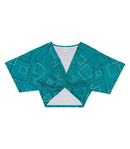 Blusa Com transpassado Em Forma De Nó Rovitex Azul