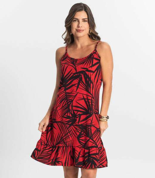 Vestido Curto Feminino Estampado Select Vermelho