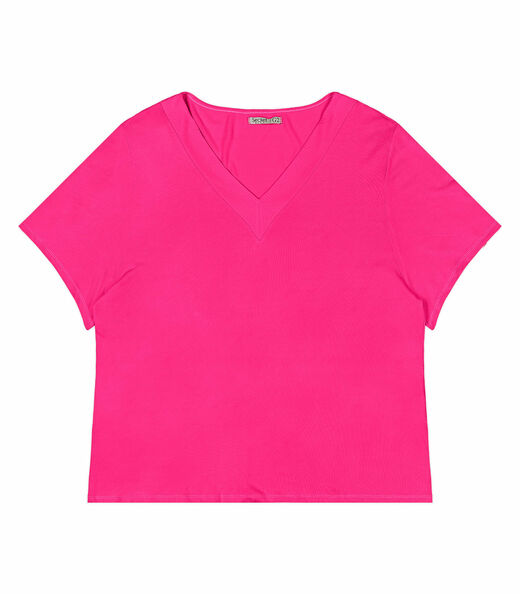 Blusa Feminina Plus Size Básica Secret Glam Rosa