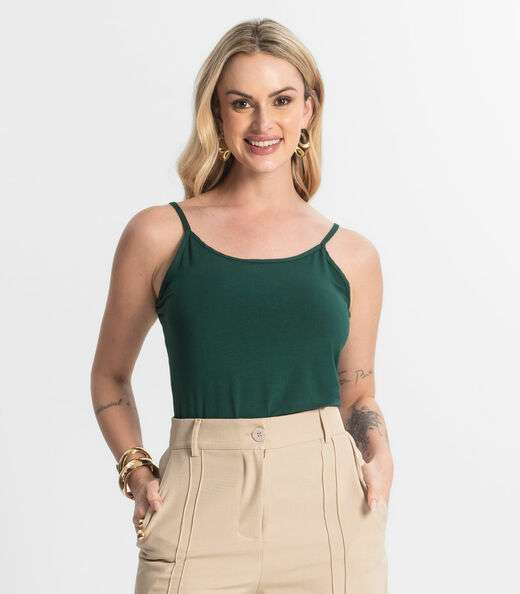Image_Blusa Feminina de Alças Básica Rovitex Verde