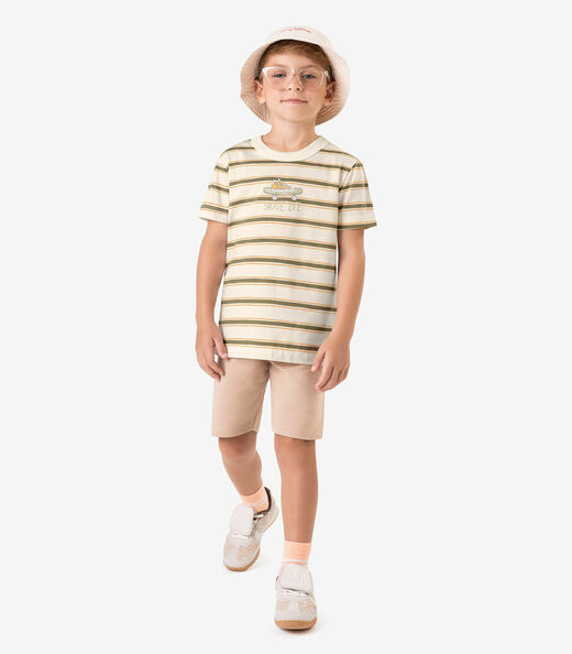 Camiseta Infantil Meia Malha Rovi Kids Bege