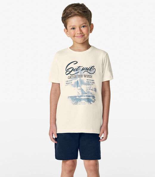 Conjunto Camiseta com Bermuda masculino Trick Nick Off White