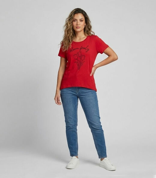 Blusa Feminina em Malha Visco Infinita Cor Vermelho