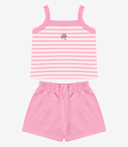 Conjunto Regata Com Shorts Cotton Rovi Kids Rosa