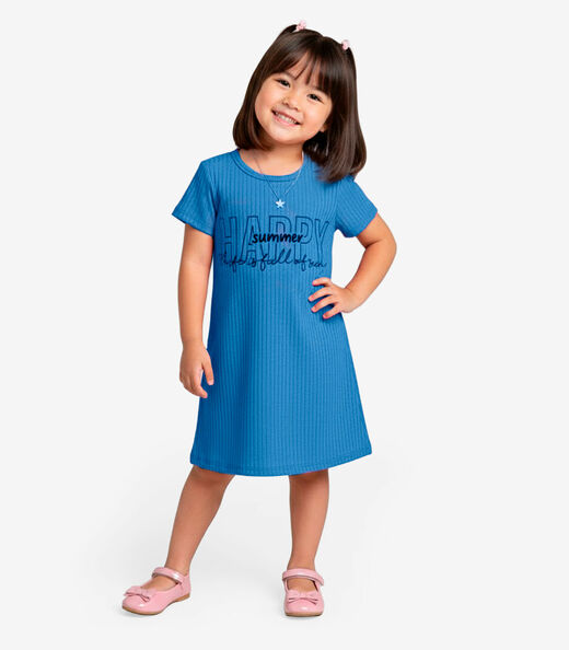 Image_Vestido Infantil Em Ribana Canelada Select Azul