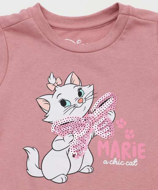 Vestido Infantil Moletinho Babado Marie Disney Tam 1 a 3 Rosa