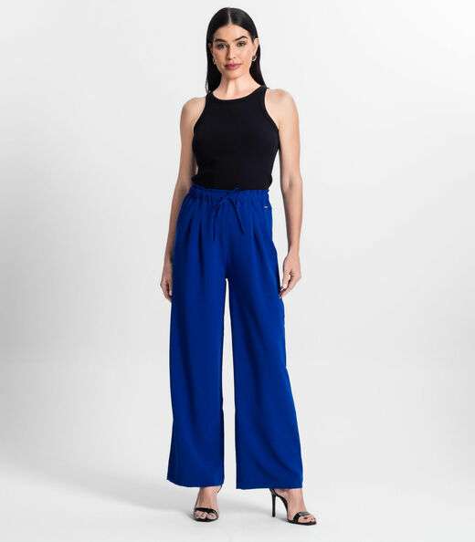 Calça De Viscose Rajada Feminina Endless Azul