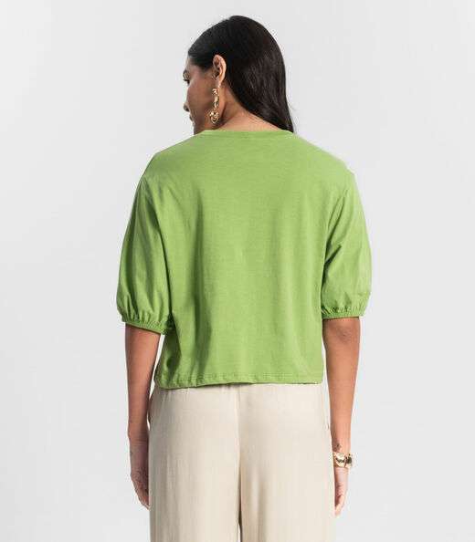Blusa Feminina Manga Camponesa Rovitex Verde