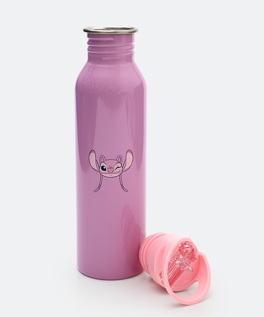 Garrafa Squeeze Alumínio 650ml Stitch Rosa