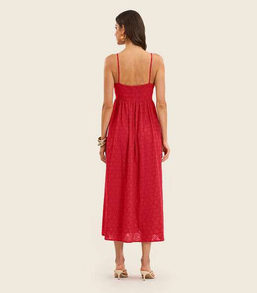 Vestido Midi Feminino Em Laise Endless Vermelho
