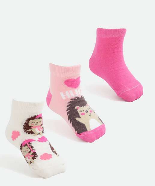 Image_Kit 3 Pares Meias Infantil Soquete Estampadas