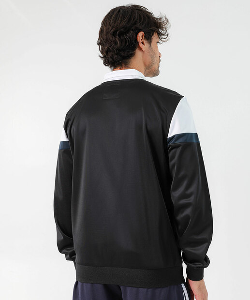 Jaqueta Masculina Helanca Fitness Recortes Bolsos MR Preto