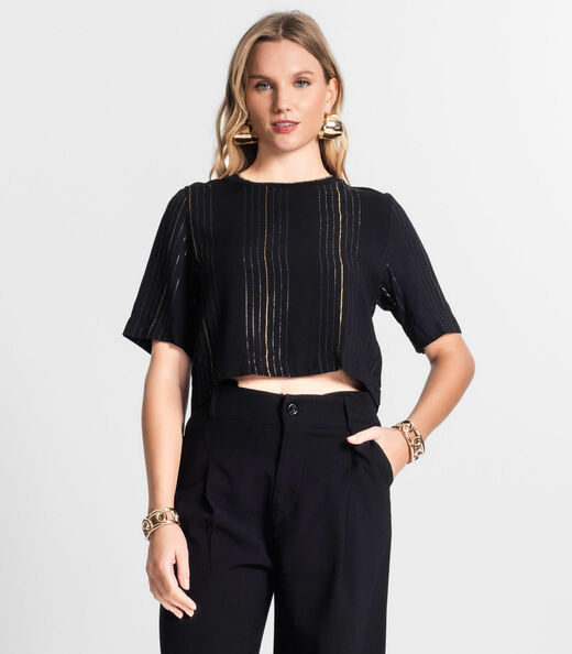 Blusa Manga Curta Feminina Endless Preto