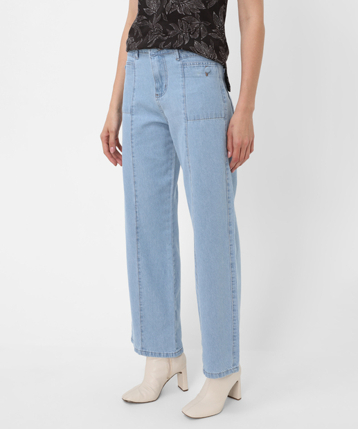Calça Feminina Wide Leg Petit Jeans Biotipo Azul