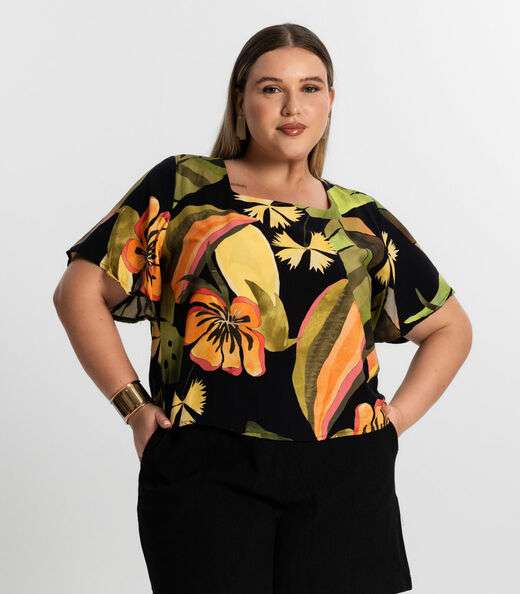 Image_Blusa Feminina Plus Size Estampada Secret Glam Preto