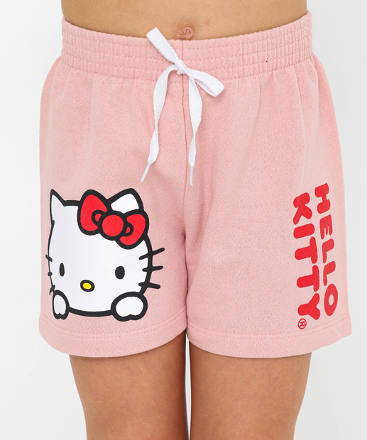 Conjunto Infantil Moletinho Hello Kitty Tam 4 a 10 Rosa