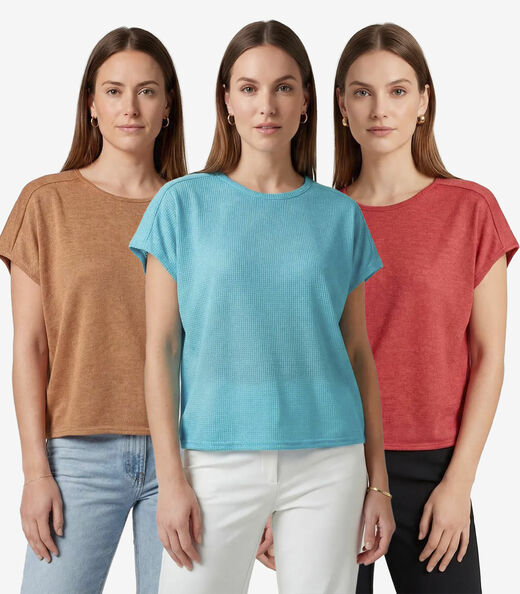 Image_Kit 3 Blusas Femininas Recorte Na Costa Infinita Cor Sortidas