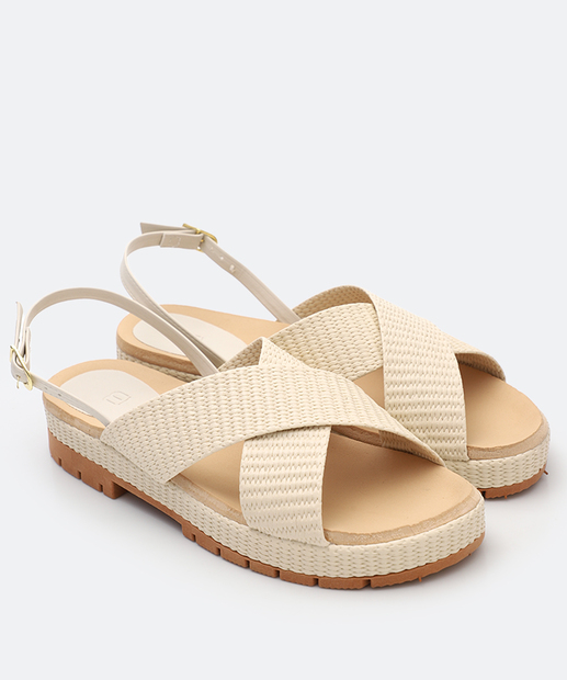 Sandália Flatform Feminina Marisa Off White